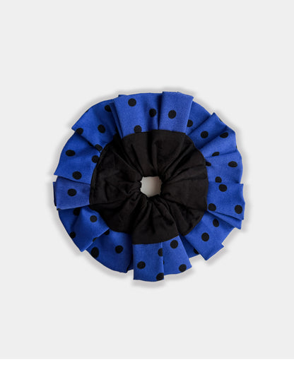 Cobalt Polka Bloom Scrunchie